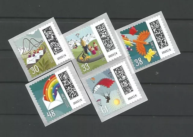 Welt der Briefe - 30-33-38-48-61 selbstklebend Bund MiNr 3740-3744 postfrisch