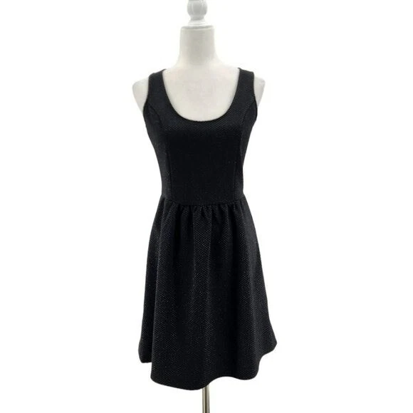 Anthropologie HD In Paris Textured Black Silver Starry Night Dress Womens Small