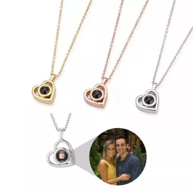 Personalized Heart Shaped Pendant Photo Projection Necklace Jewelry Gift