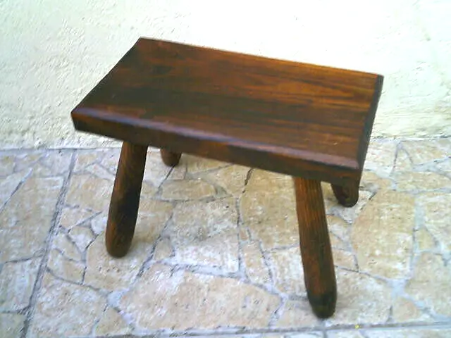 Ancien Petit Banc tabouret En Bois Vintage