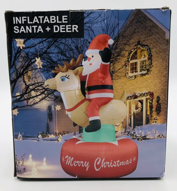 MAOYUE Christmas Inflatables Santa and Elk 6Ft Outdoor Christmas Decorations B7