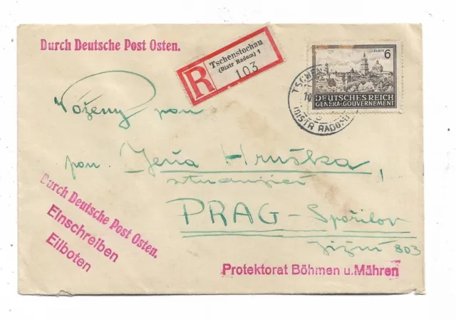 GERMANY-THIRD REICH 1944s R.COVER FROM OSTLAND-POLAND/PAID 6 Zloty-WORLD WAR II