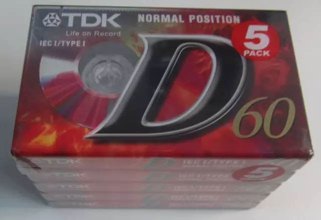 TDK D IEC I/Type 1 60 Min. 5 Pack Audio Kassette | MC | Cassette | Neu