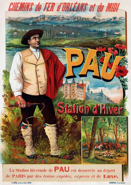 Affiche chemin de fer Orléans & Midi - Pau