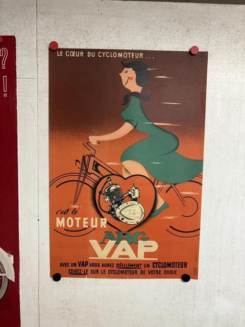RARE AFFICHE ANCIENNE Moteur Vap Cyclomoteur Mobylette Moto par Walter ...