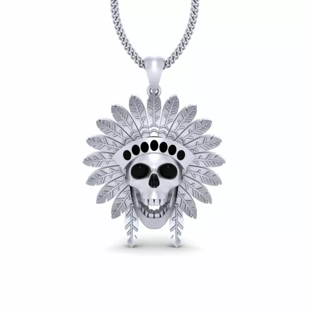 Rojo Indio Calavera Colgante Ónice Negro Americano Jefe Indio Medallón Regalo