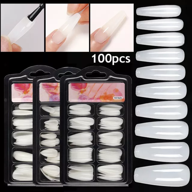 100pcs False Nails Full Coverage Fake Nail Tips Coffin Almond For Nail Extension