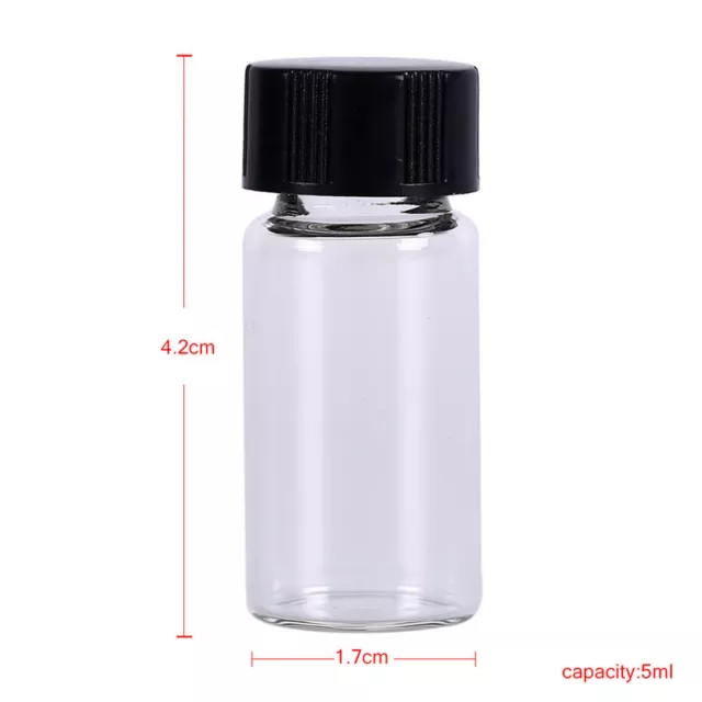 5pcs 5ml small cute lab glass vials bottles clear containers with screw cap_-u-