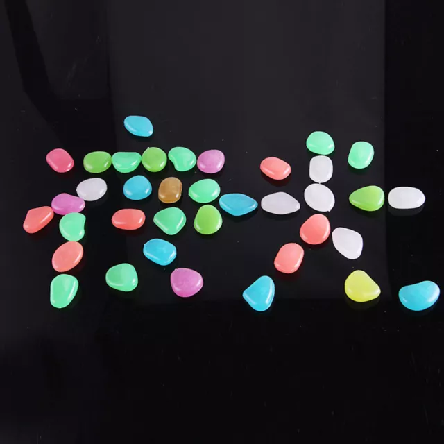 100 Glow in The Dark Stones Fish Tank Aquarium Garden Pebbles Rock Walkway Decor 3