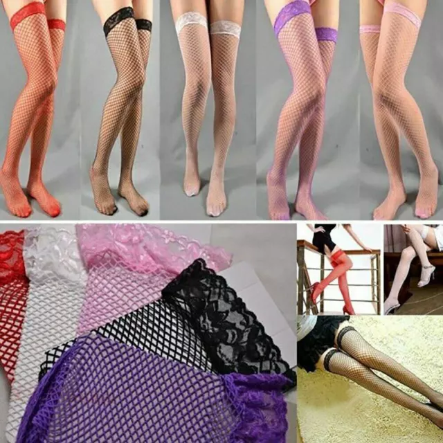 Sexy lingerie Mesh Stockings Lace Top Sheer Stay Up Knee Thigh Highs net Fishnet