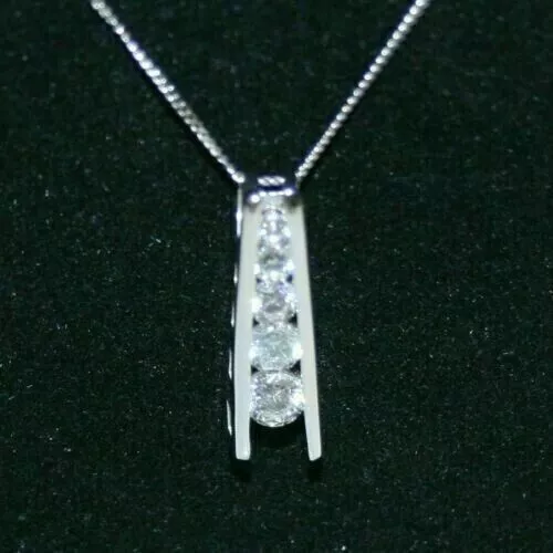 1.34 Ct Round Cut Simulated Diamond Women's Charm Pendant 14K White Gold Plated