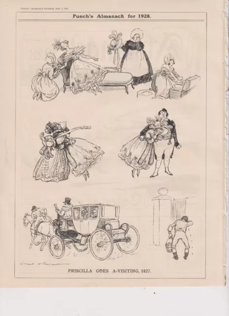 1927 Two Punch Cartoons (on facing pages) 100 Years of Priscilla Going Visiting