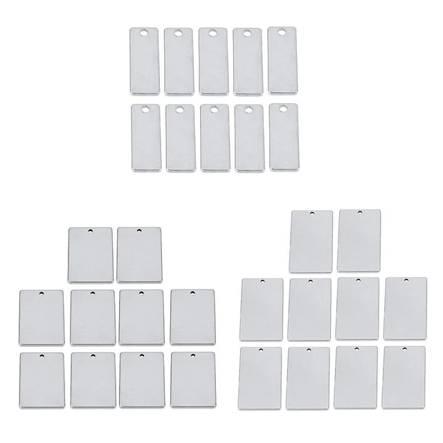 10 Stück Metall Rechteck Blank Gravur Stempel Charms Tags Anhänger Halskette