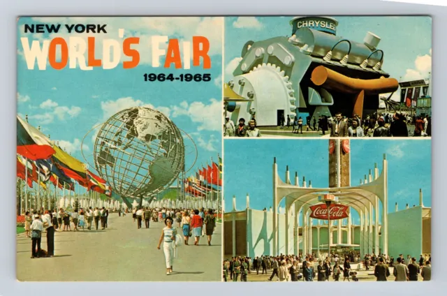 New York City NY, Worlds Fair, Unisphere Court of Nations, Vintage Postcard