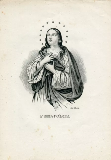 Antica Litografia Libotte L'immacolata 13,5X19,5