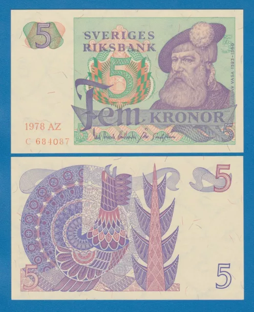 Sweden 5 Kronor P 51d "AZ" 1978 UNC ( P 51 d )