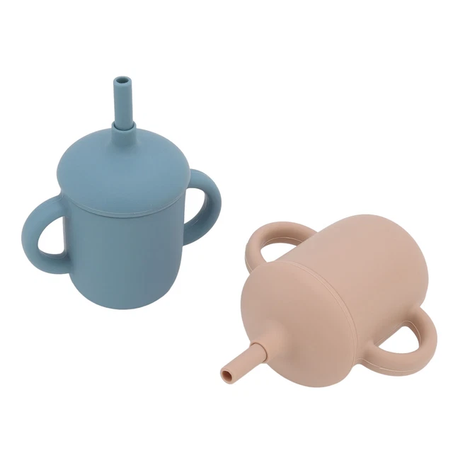 2Pcs Baby Straw Cup 150ml Food Grade Silicone Nonslip Handle BPA Free Cup Us