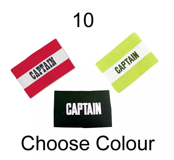 WHOLESALE 10 X SENIOR CAPTAIN Armband Mens Football/Sports Black White Job Lot