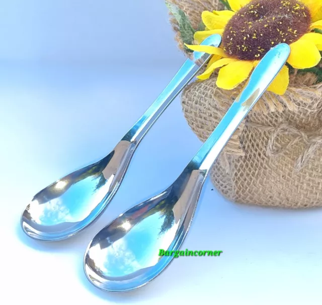 Soup Spoon Thick Stainless Steel Soup Broth Cereal Stew Spoons Deep Soup Spoons