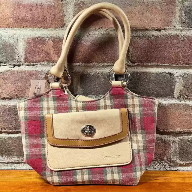 LONGABERGER Homestead TOTE Handbag Purse Orchard Park Red Plaid Leather Trim NEW