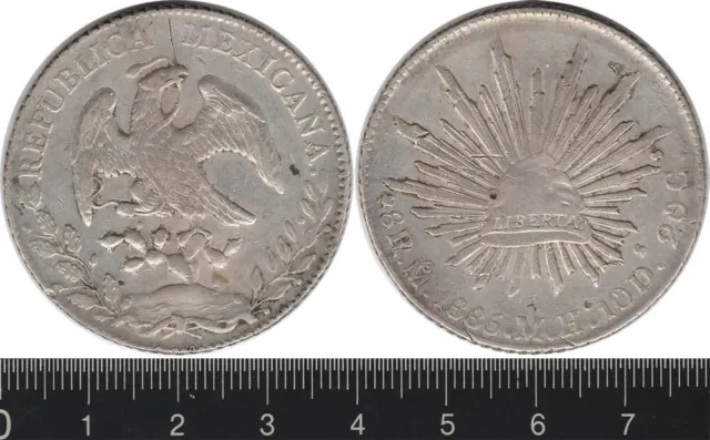 Mexico: 1885 Mo MH 8 Reales silver