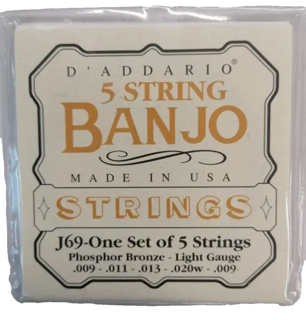D'Addario J96 Set 5 Corde per Banjo Tensione Light Phosphor Bronze 5 Strings