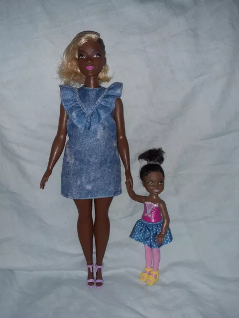 Black Dark Brown African Barbie Doll 30cm Tall with African Print