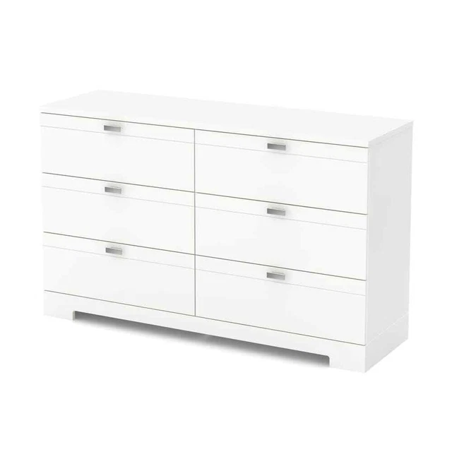 South Shore Reevo 6-Drawer Double Dresser Pure White 6-drawer