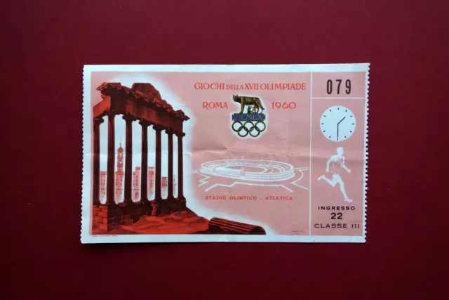 Sport Biglietto Ingresso Olimpiadi Roma Atletica Stadio Olimpico Corsa 1960