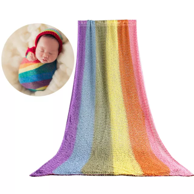 Photo Prop Rainbow Cotton Swaddle Stretch Decke für Neugeborenes Kind