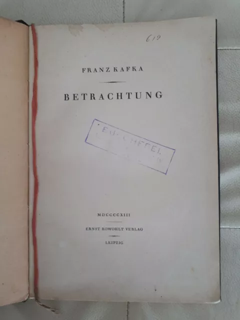 extreme rare numbered 1st edition Franz KAFKA - Betrachtung - first book! 1912