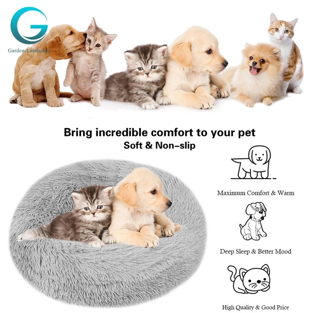 Donut Plush Pet Dog Cat Bed Fluffy Soft Warm Calming Bed Sleeping Kennel 16-47"