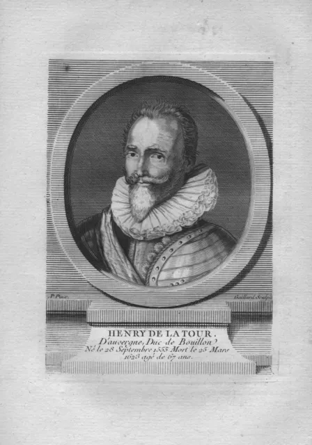 Henri de La Tour Auvergne Herzog Bouillon Diplomat Kuperstich Portrait 1750