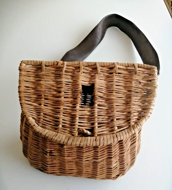 Ancien Panier De Pêche En Osier Vintage - Beige - Occasion - Déco Ou Pêche