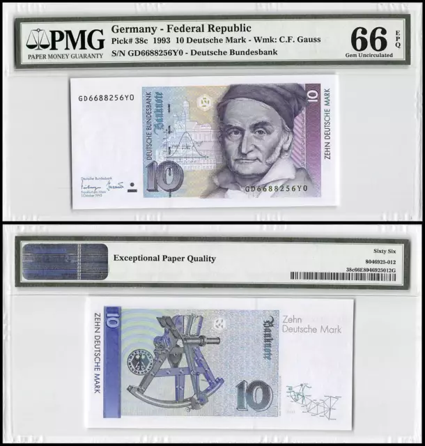 Germany Federal Republic 10 Deutsche Mark, 1993, P-38c, PMG 66