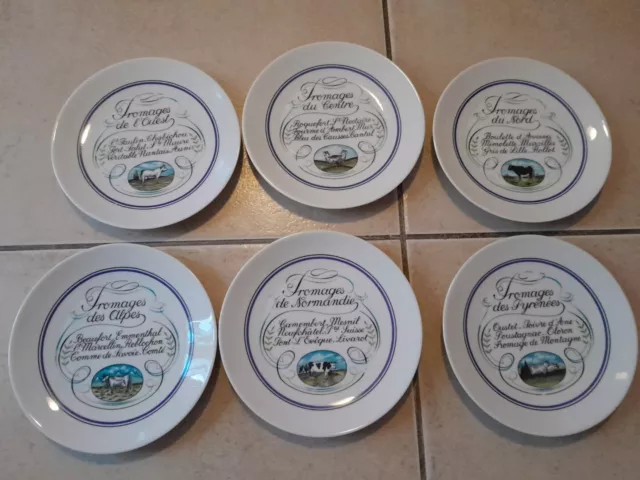 Lot De 6 Assiettes A Fromage ☆ Porcelaine D'auteuil- Jacques Lobjoy Ligne Marine