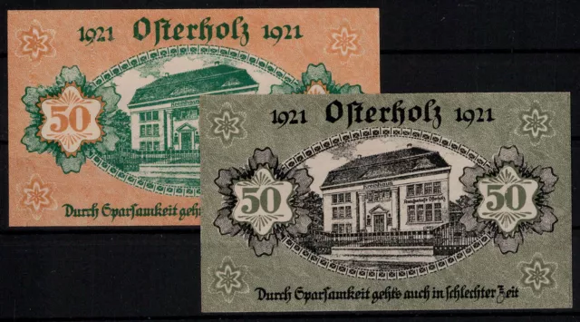 Osterholz-Scharmbeck, zwei verschiedene Notgeldscheine 1921