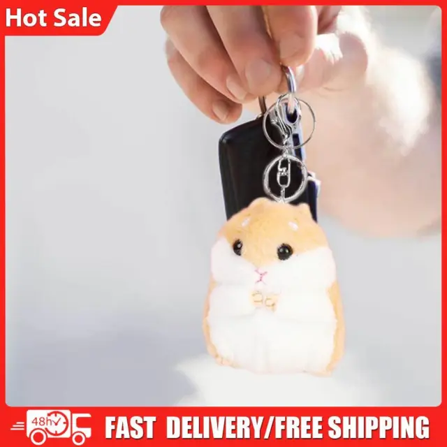 Cartoon Cute Hamster Plush Dolls Keychain Kawaii Backpack Pendants (Yellow)