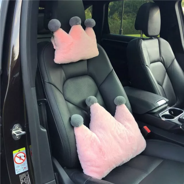 Plush Crown Car Plush Headrest Crown Car Waist Pillow  Car Interior Ornaments