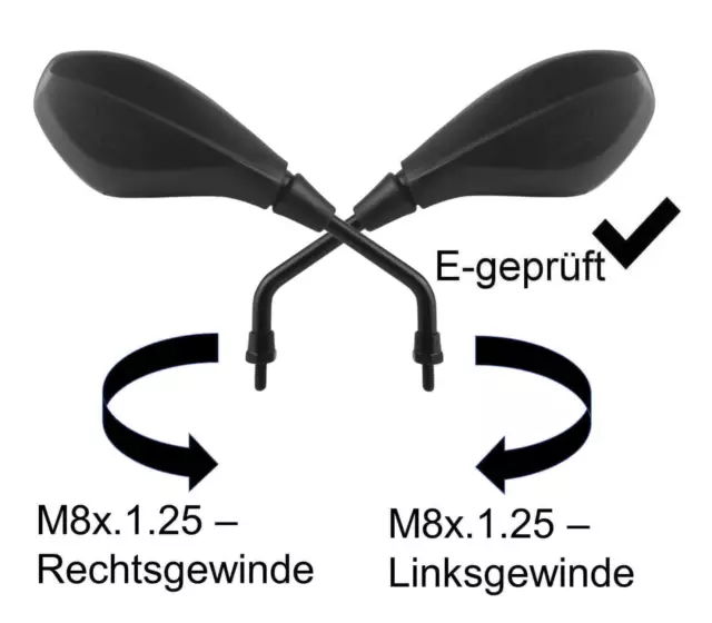 Spiegel SET Spiegelset universal für Roller M8 M 8 Gewinde rechts links NEU