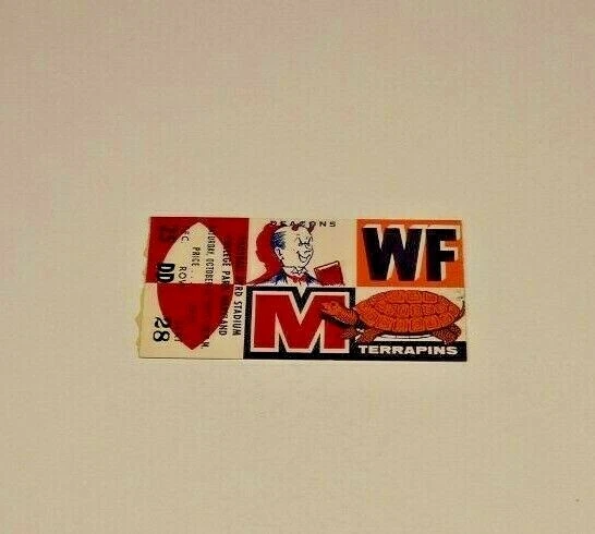 1957 Maryland Terps Vs Wake Forest Ncaa Football Ticket Stub Rare Good Condition