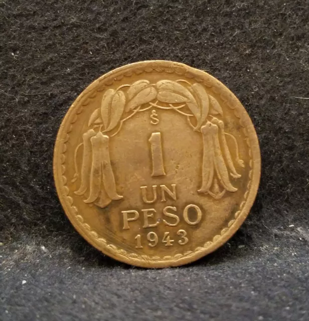 1943-So Chile peso, Santiago mint, KM-179