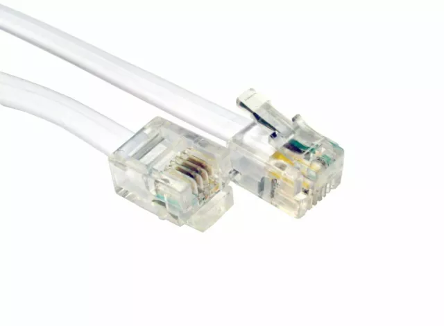 10 m ADSL Internet Breitband RJ11 auf RJ-11 Kabel Kabel - 10 Meter lang weiß DSL