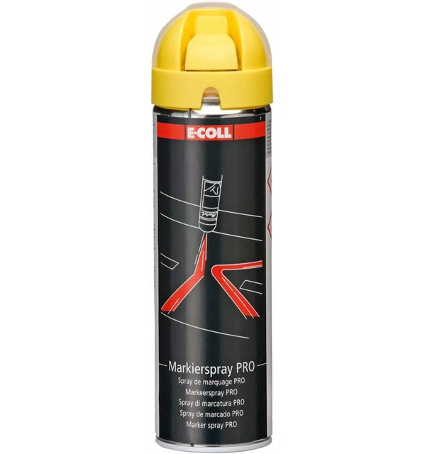 12 x E-COLL PRO Markierspray 500 ml gelb