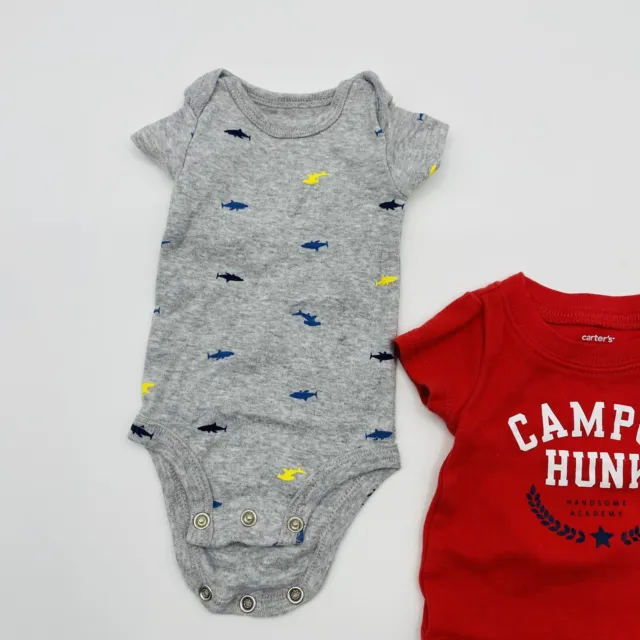 Carters Baby Infant Boys Size Newborn 3 Piece Short Sleeve Bodysuit Lot 1597 2