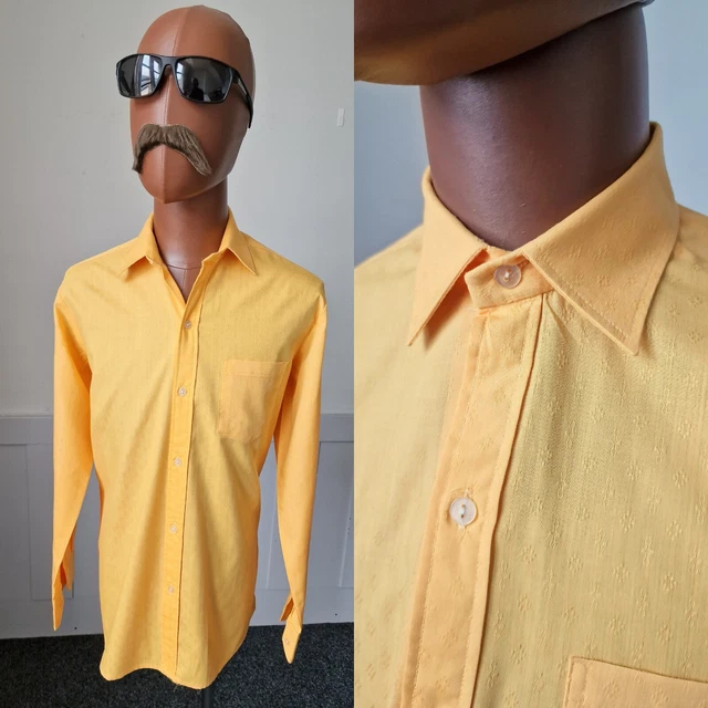 Camicia Sumavan Vintage anni 60/70 | Media | Arancione In rilievo Mix Cotone Mod ZE65