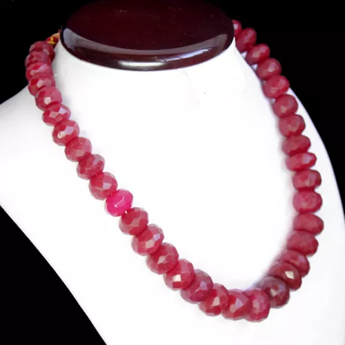 World Class 846.00 Cts Natural Faceted Enhanced Ruby Beads Necklace Strand (Dg)