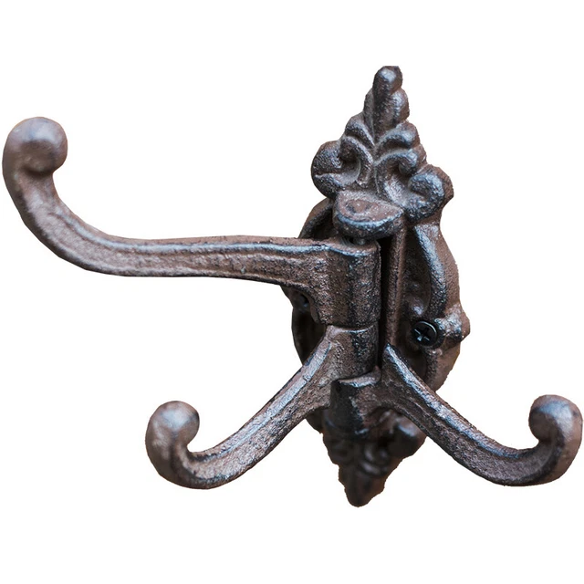 Rustic Cast Iron 3 Arms Wall Hooks Heavy Duty Garden Organization Wall Mounted