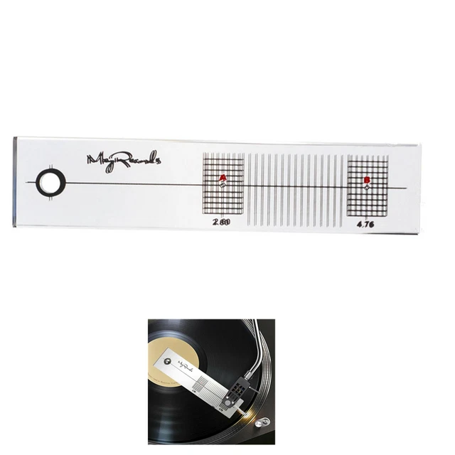 LP Stylus Turntable Record Vinyl Acrylic Calibration Ruler With Cleaning Cloth F