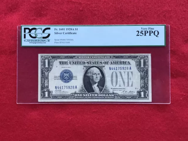 FR-1601 1928 A Series $1 Silver Certificate *PCGS 25 PPQ Very Fine*